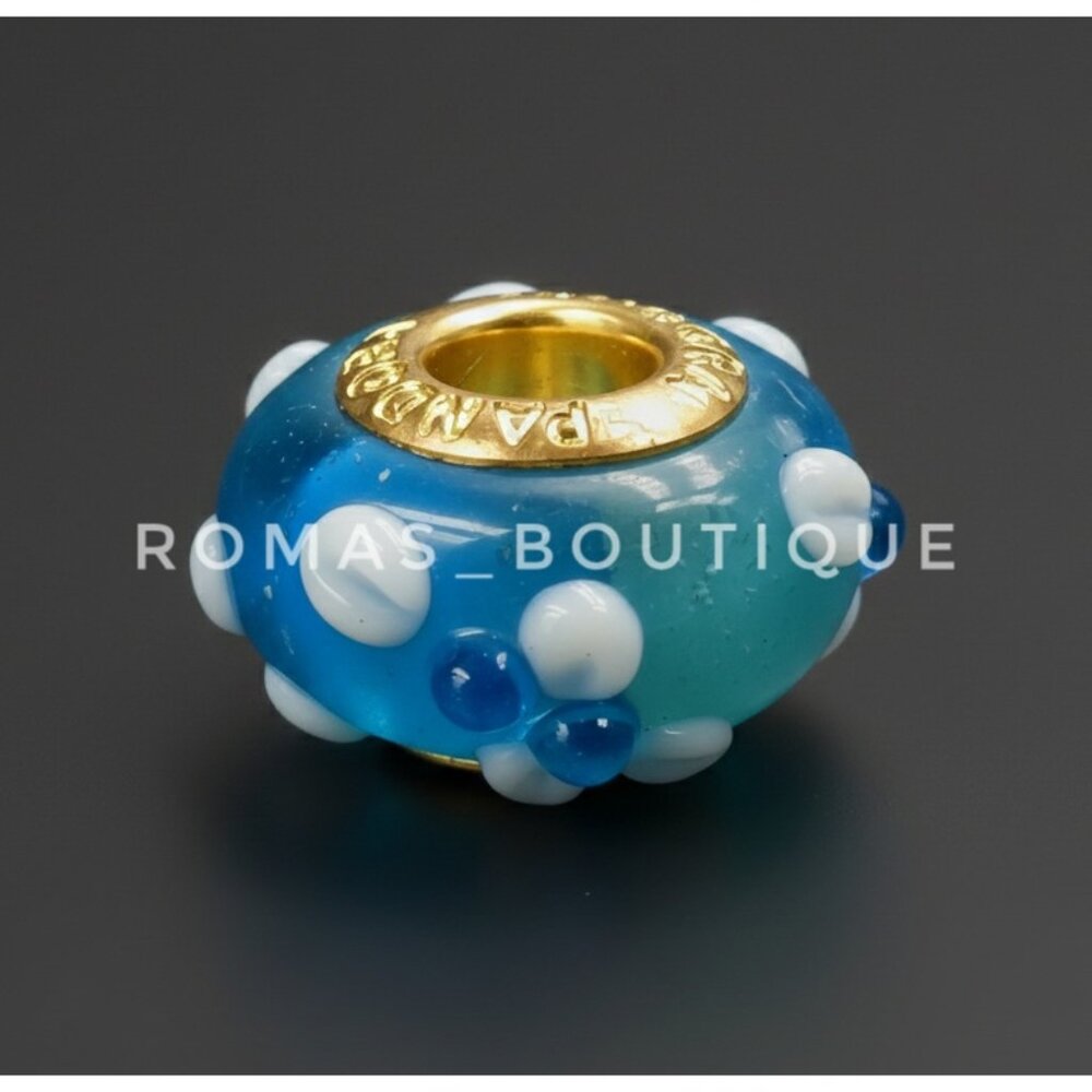 Gold Plated glass lampwork style bracelet charm beads